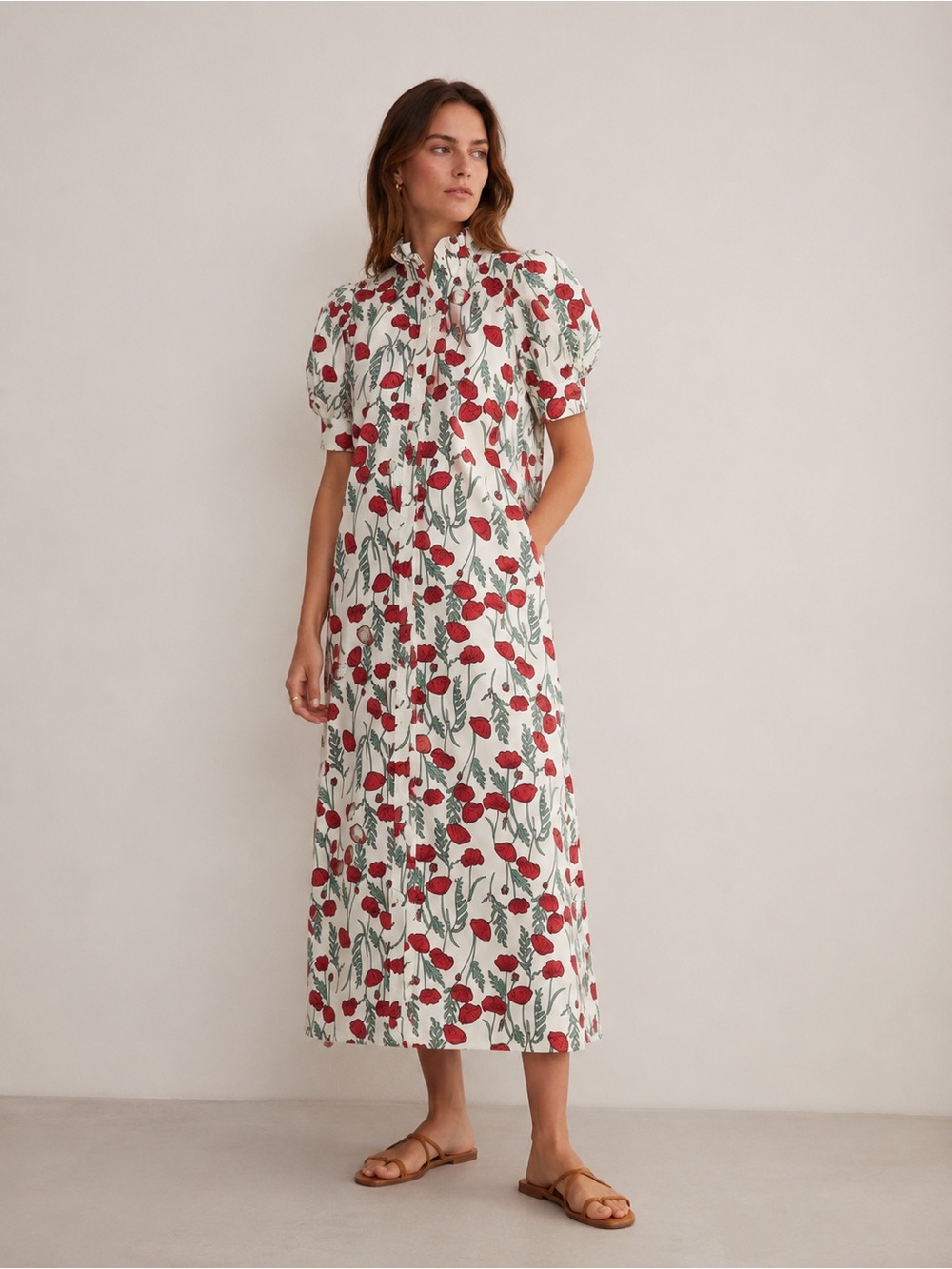 HYACINTH HOUSE Amaryllis Floral Louisa Midi Dress Size Large